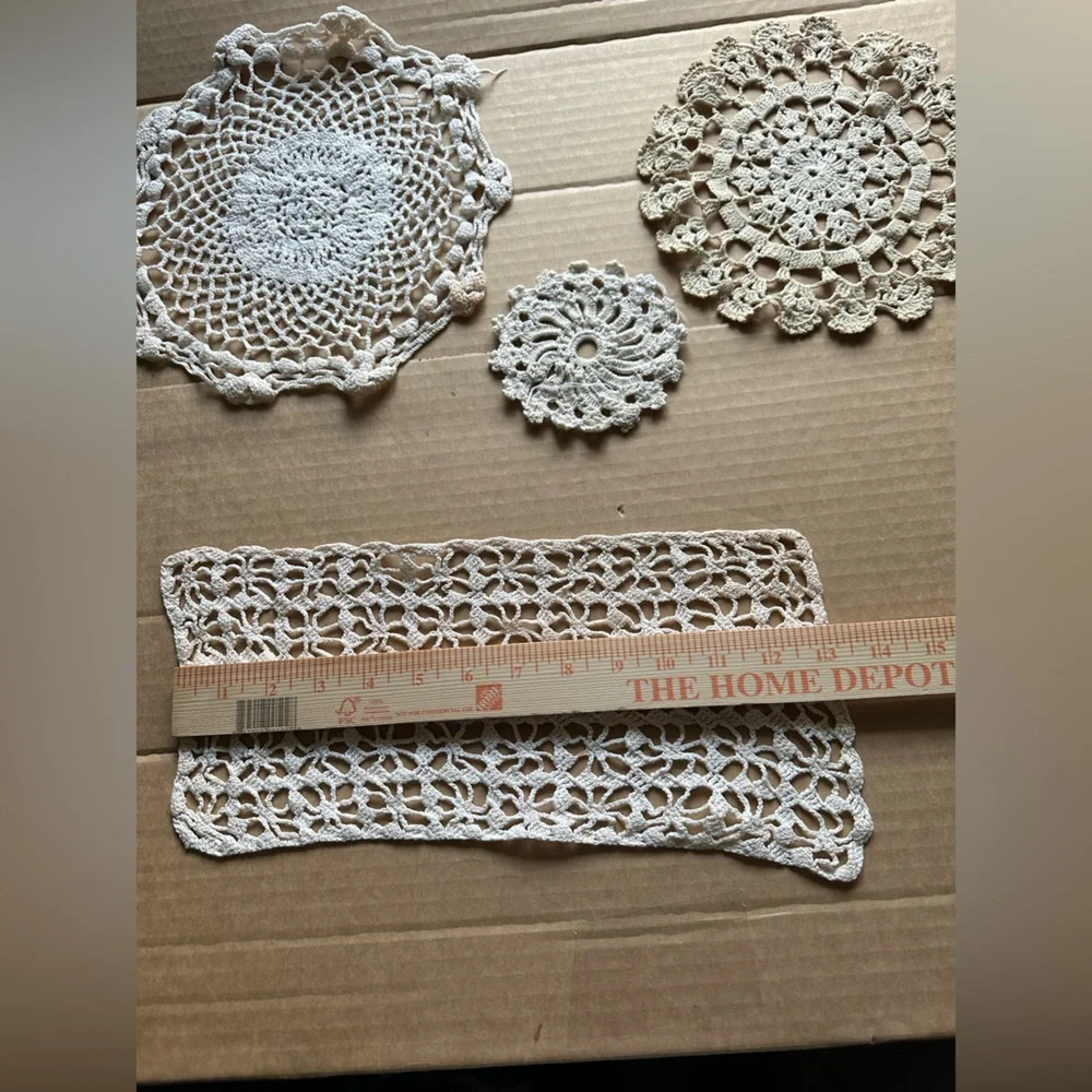 Vintage Doilies 4 piece lot - light stains